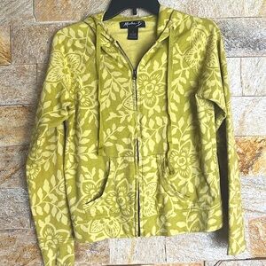 Olive Green Floral Hoodie Jacket